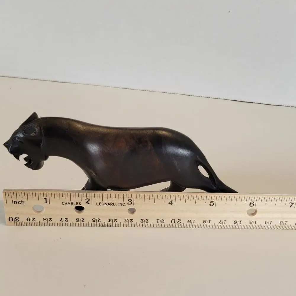 Hand Carved Wood Lion Figurine Safari Jungle Decor 6